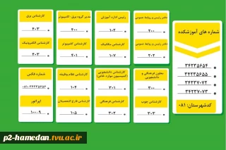 شماره تلفن های آموزشکده