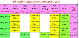 جدول زمانبندی نیمسال اول 1403 ترم (031)